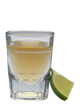 Tequila shot, lemon and salt